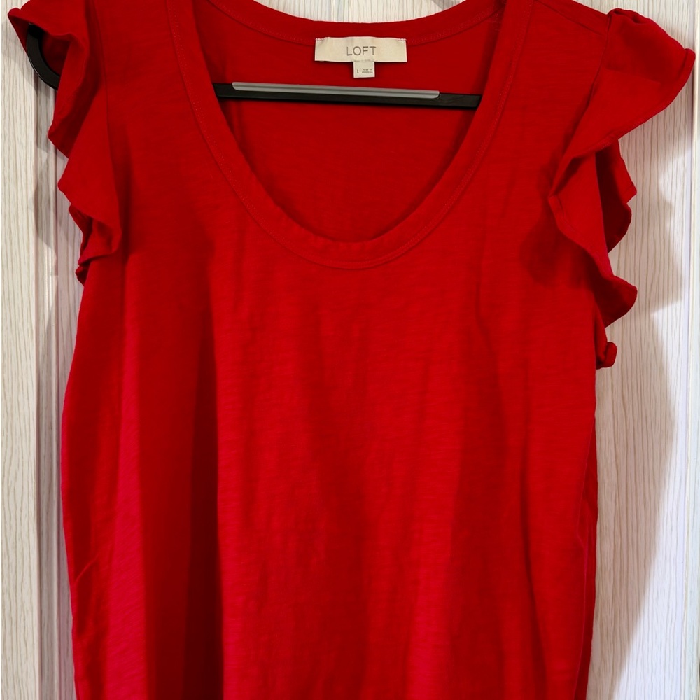 LOFT Scarlet Ruffle Sleeve Blouse